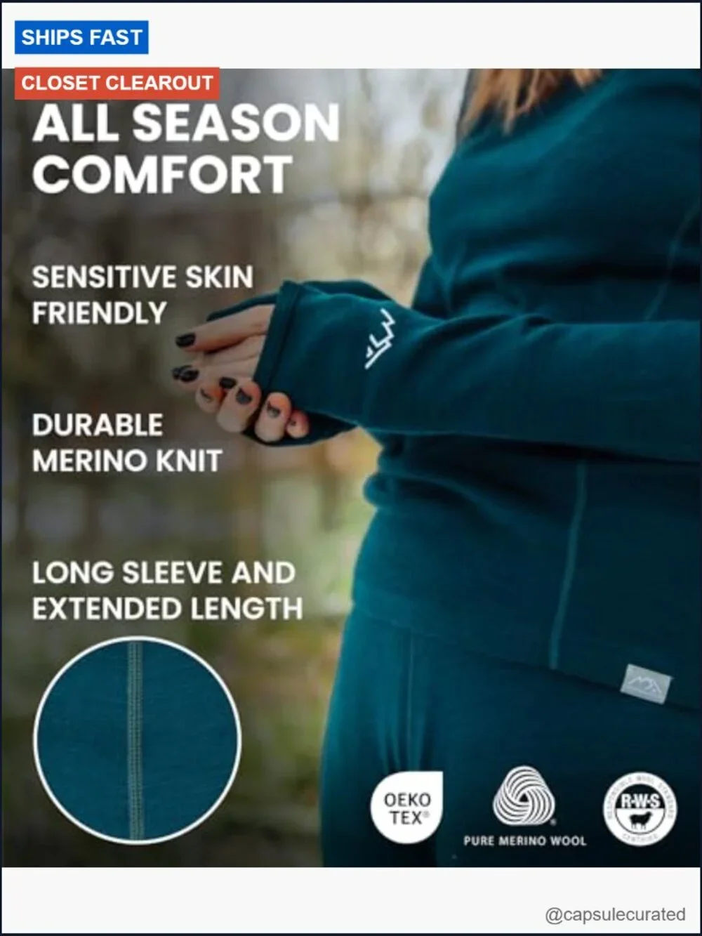 Merino Wool Base Layer Women Thermal Set - Long Sleeve & Leggings